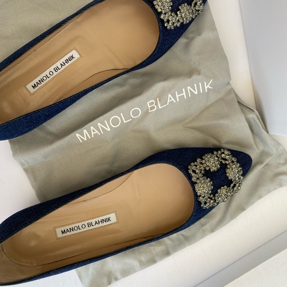 Manolo Blahnik Hangisi Denim Ballerina Flat - Picture 11 of 13